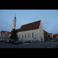 Grlitz, Dreifaltigkeitskirche, Abendlicher Blick von der Nordwestseite des Obermarkts auf die Kirche