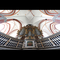 Brandenburg, St. Katharinen, Orgelempore mit Hauptorgel mit dem Wagner-Prospekt