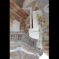 Waldsassen, Dreifaltigkeitskirche (Wallfahrtskirche der Heiligsten Dreifaltigkeit), Orgel von der Seite