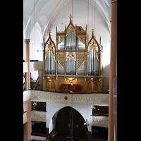 Hof, St. Michaelis, Blick von der oberen linken Seitenempore zur Orgel