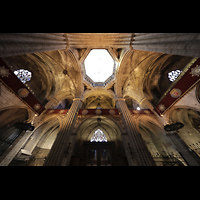 Barcelona, Catedral de la Santa Creu i Santa Eullia, Blick in die Kuppel mit darunterliegender Knigstribne