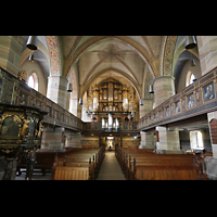 Schningen am Elm, St. Vincenz, Innenraum in Richtung Orgel