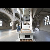 Köln (Cologne), Jesuitenkirche / Kunst-Station St. Peter, Innenraum mit Spieltisch in Richtung Orgel