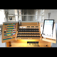 Köln (Cologne), Jesuitenkirche / Kunst-Station St. Peter, Alter Spieltisch mit neuem Touchscreen für SINUA-System
