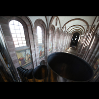 Speyer, Kaiser- und Mariendom, Blick über die Prospektpeifen des Majorbass 16’ in den Dom