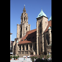 Heilbronn, Kilianskirche, Osttürme und Westturm vom Kiliansplatz aus gesehen