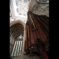 York, Minster (Cathedral Church of St Peter), Orgelgehäuse von der Brüstung aus gesehen