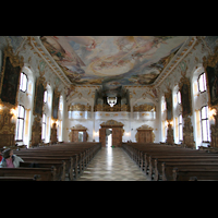 Ingolstadt, Maria de Victoria Kirche, Innenraum / Hauptschiff in Richtung Orgel