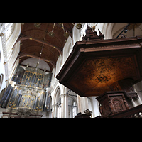 Amsterdam, Nieuwe Kerk, Blick an der Kanzel vorbei zur Hauptorgel