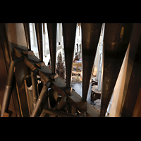 Amsterdam, Nieuwe Kerk, Blick durch die Hauptwerks-Prospektpfeifen in die Kirche