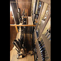 Amsterdam, Nieuwe Kerk, Pfeifen im Oberwerk von oben