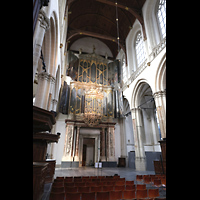Amsterdam, Nieuwe Kerk, Hauptorgel beleuchtet, seitlich