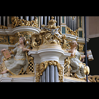 Amsterdam, Waalse Kerk (Oude Walenkerk), Figurenschmuck auf dem Rckpositiv