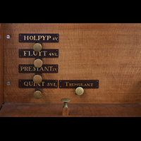 Gouda, Sint Janskerk - Grote Kerk, Linke Registerstaffel der Kabinettorgel