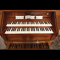 Haarlem, Sint Bavokerk, Spieltisch der Orgel in der Brouwerskapel (Brauerkapelle)