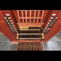 Kampen, Sint Nicolas Bovenkerk, Spieltisch der Chororgel von oben
