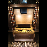 Leiden, Hooglandse Kerk, Spieltisch der de Swart/von Hagerbeer-Orgel