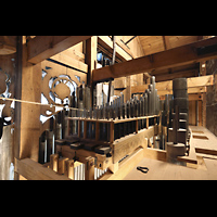 Leiden, Pieterskerk, Oberlade des Oberwerks mit Aliquoten = oberste Etage in der Orgel