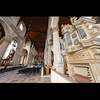 Rotterdam, Sint Laurenskerk, Blick von der Chororgel zur Haupt- und Transeptorgel