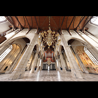 Rotterdam, Sint Laurenskerk, Blick vom Altar ins Querhaus, Vierungsgewlbe und zur Hauptorgel