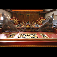 Rotterdam, Sint Laurenskerk, Blick vom Spieltisch auf die Chamaden und zum Hauptwerk