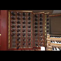 Rotterdam, Sint Laurenskerk, Linke Registerstaffel am Hauptorgelspieltisch