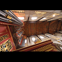 Rotterdam, Sint Laurenskerk, Blick entlang des linken Pedalturms ber das Rckpositiv ins Gewlbe