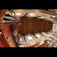 Rotterdam, Sint Laurenskerk, Blick entlang des linken Pedalturms ber das Rckpositiv ins Gewlbe und zum Chor