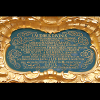 Wroclaw (Breslau), Bazylika sw. Elzbiety (St. Elisabeth), Schild ber dem Spieltisch