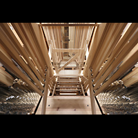 Wroclaw (Breslau), Bazylika sw. Elzbiety (St. Elisabeth), Pfeifen im Hauptwerk; Mitte: Tontraktur zum Oberwerk