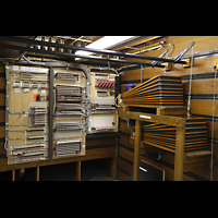 San Diego, Balboa Park, Spreckels Organ Pavilion (Freiluftorgel), Inneres der Austin Great-Universal-Windlade mit Steuerelektronik
